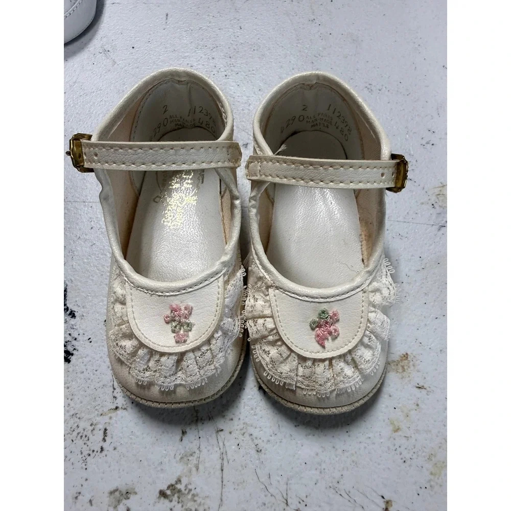 Vintage Baby Shoe Lot 4 Pairs McBaby Goldbug Baby Deer Sneakers Mary Janes 0-2